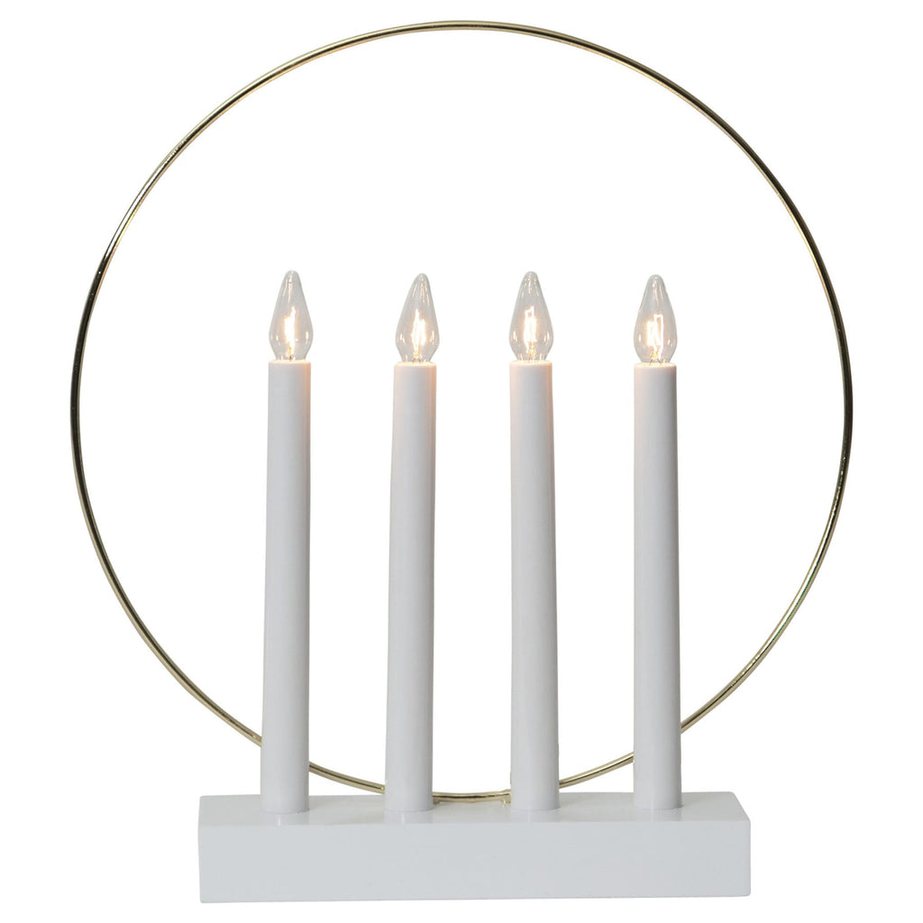 Detalj av Vinduslysestake Glossy ring 4 lys /messing 35 cm
