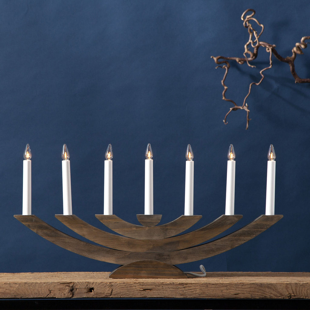 Vinduslysestake Navida 7-lys tre brun 60 cm detalj