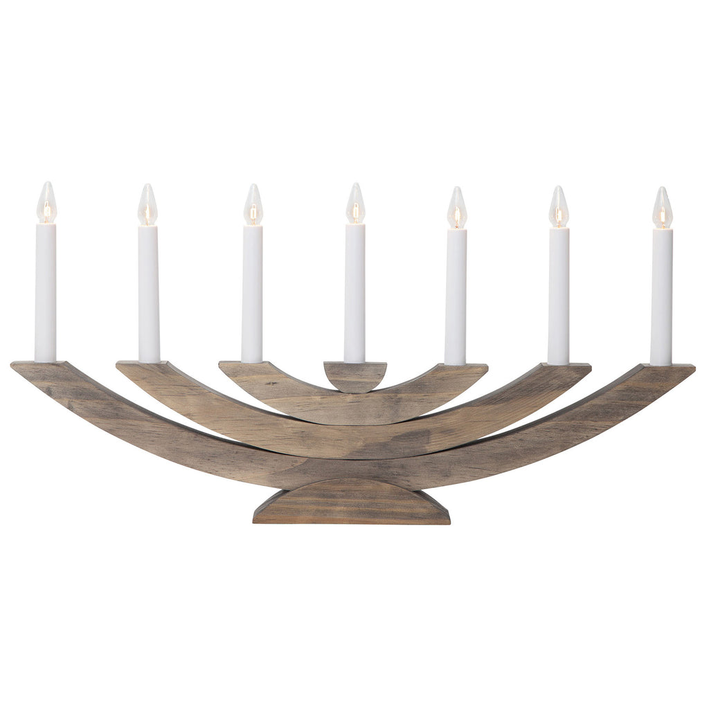 Vinduslysestake Navida 7-lys tre brun 60 cm nærbilde lys