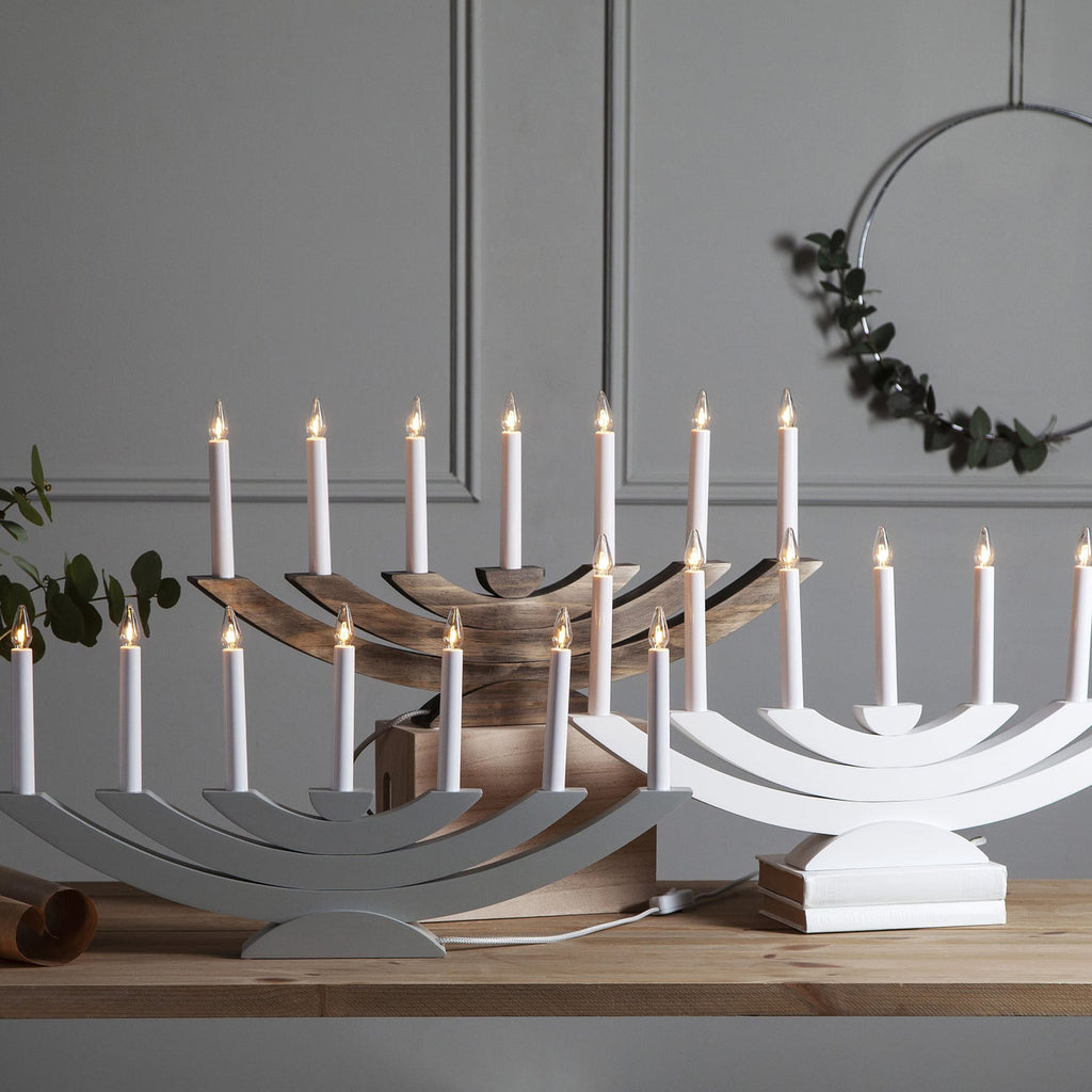Vinduslysestake Navida 7-lys tre brun 60 cm kabel og bryter