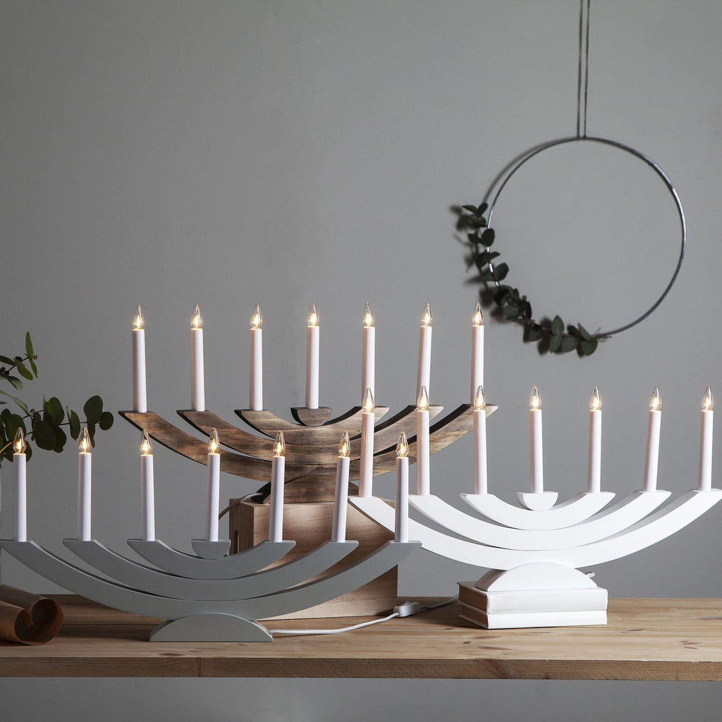 Vinduslysestake Navida 7-lys tre brun 60 cm helhet